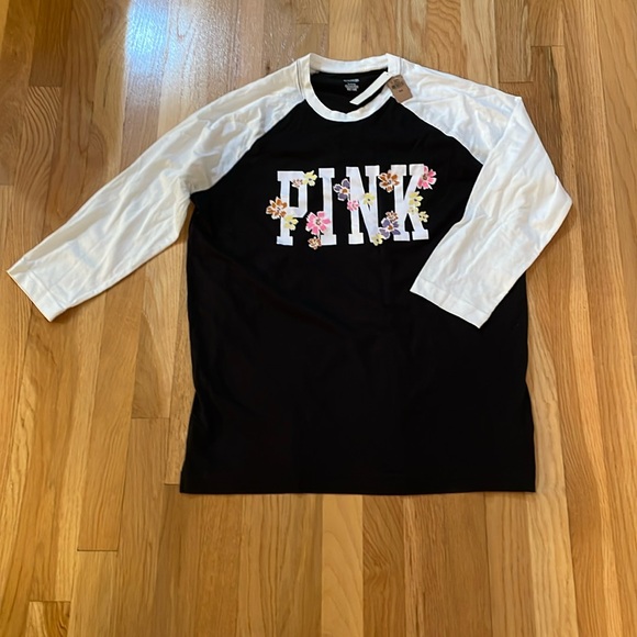 BNWT-PINK 3/4 Sleeve Baseball Tee Size Medium - Picture 1 of 7